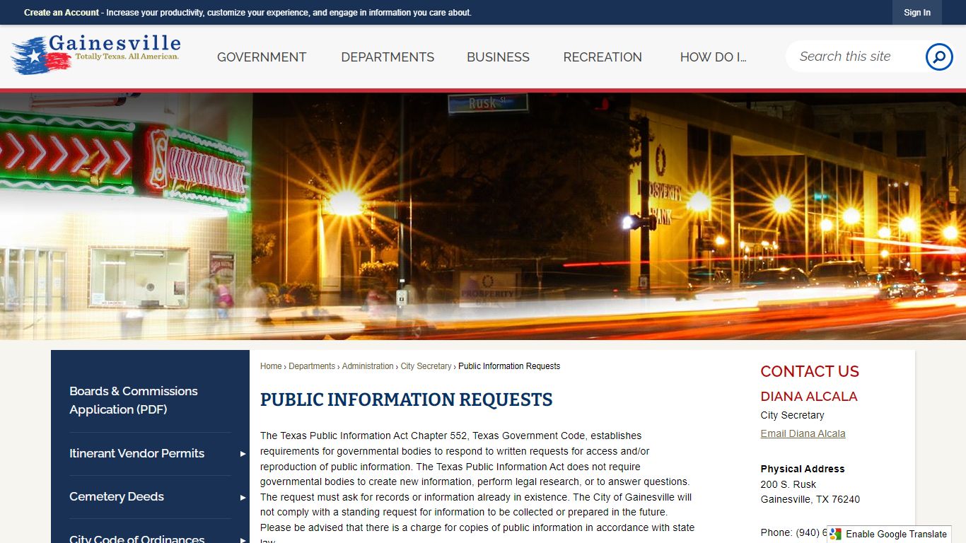 Public Information Requests | Gainesville, TX - Official Website