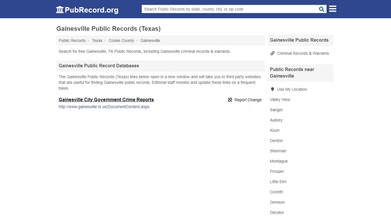 Free Gainesville Public Records (Texas Public Records)