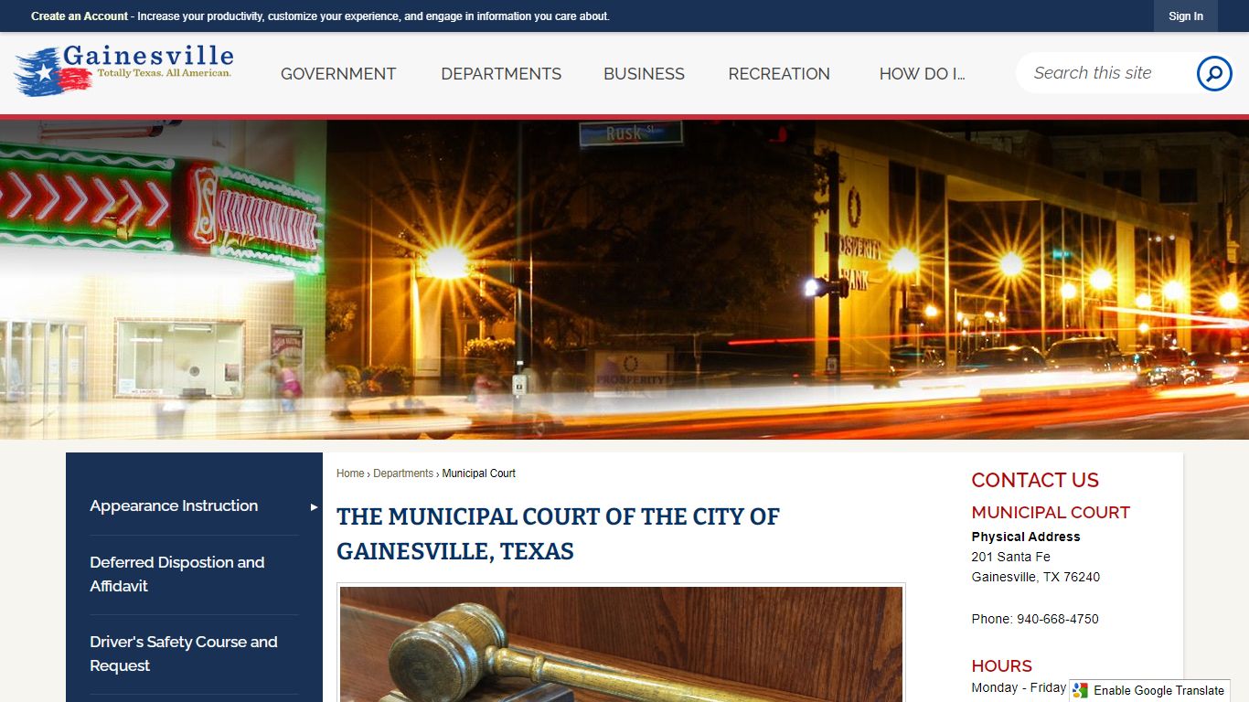 The Municipal Court of the City of Gainesville, Texas